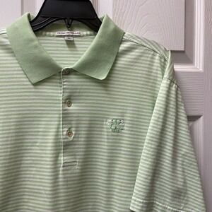 Peter Millar Men's XLarge Mint & White Striped Embroided Cotton Lightweight
